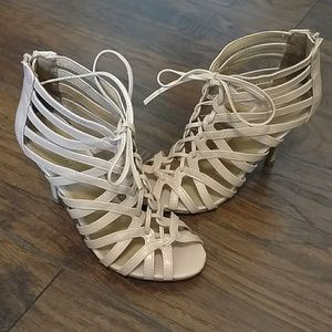 Blush nude caged heel